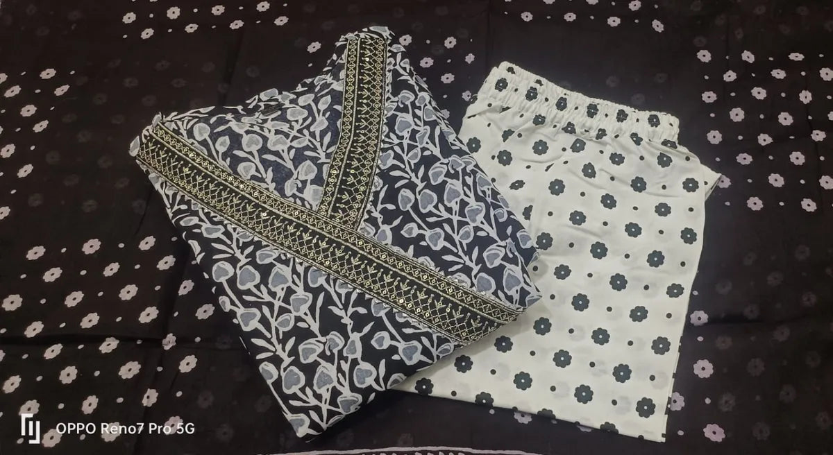 Multicolor Viscose Rayon Kurta and Pant Set with Dupatta
