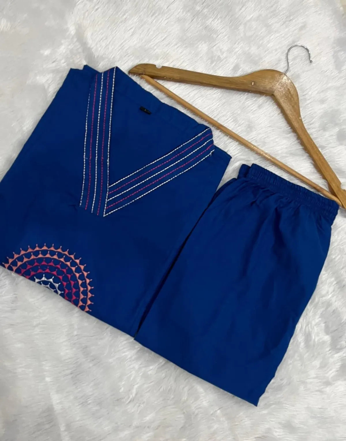Cotton Embroidered Kurta & Pant Set