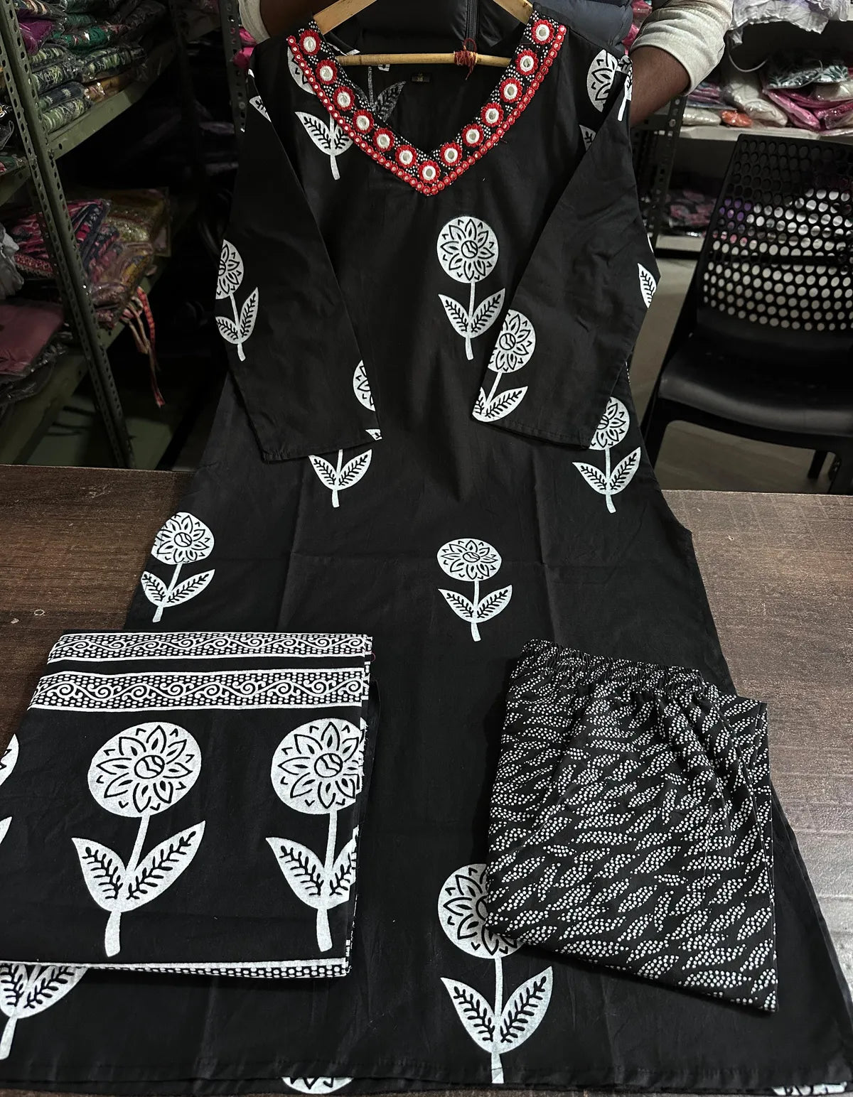 Cotton Kurta With Pant & Dupatta Set