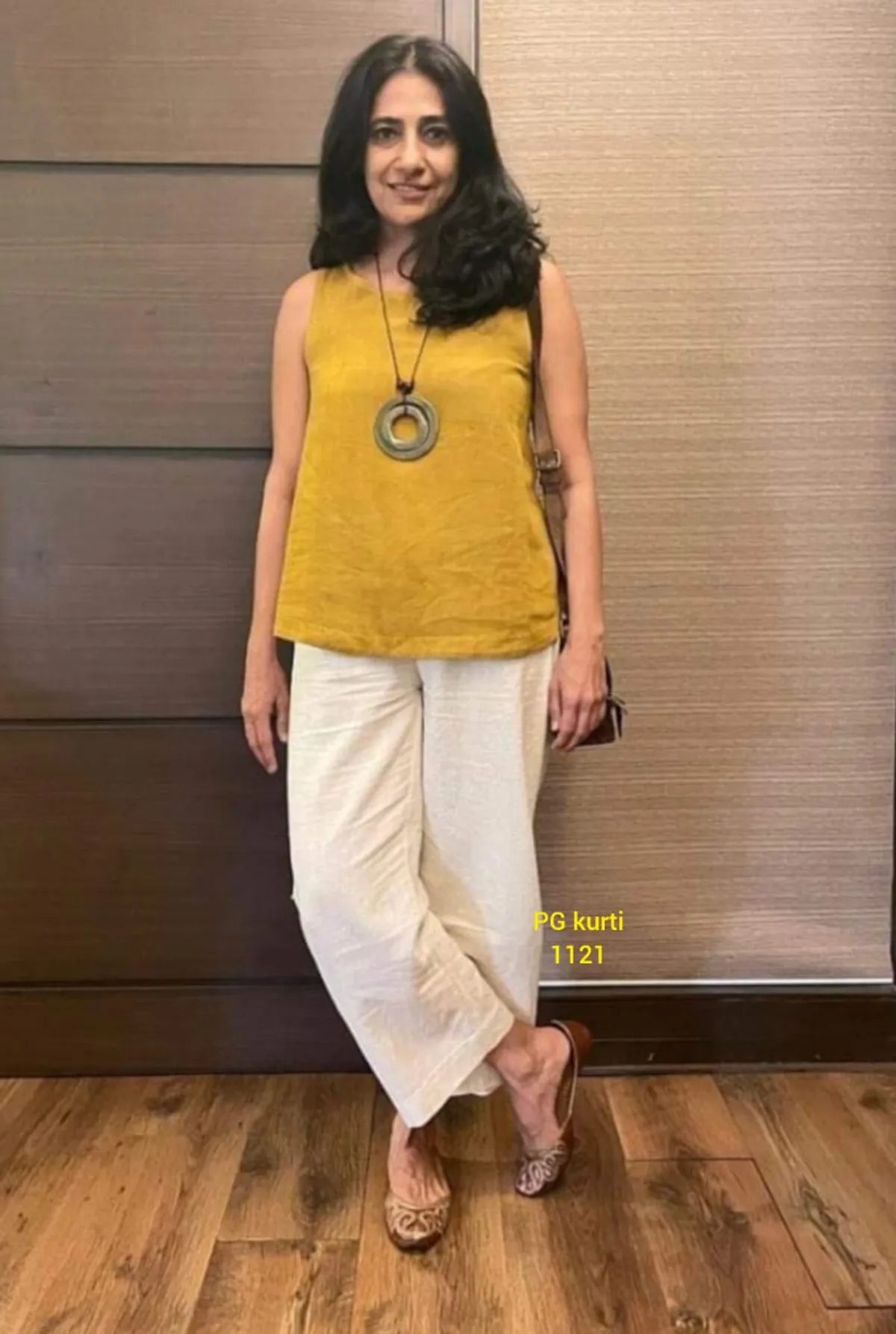 Yellow and White Women's Classy Cotton Linen Co-ord Set