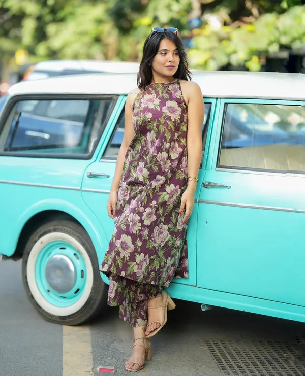 Cotton Cut Sleeve Floral Print Kurta & Pant Set