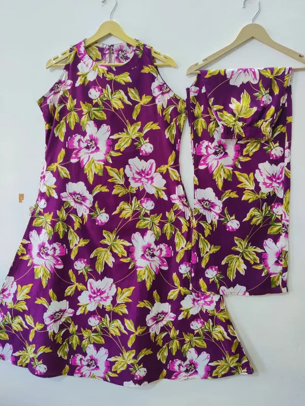Cotton Cut Sleeve Floral Print Kurta & Pant Set