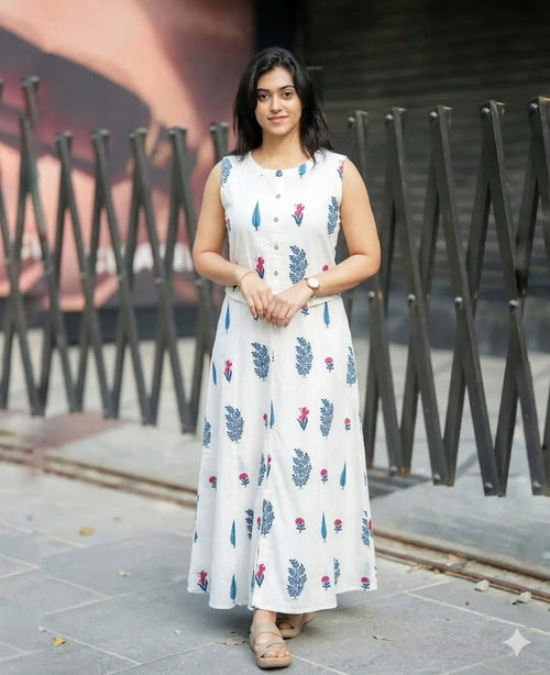 Cotton Cut Sleeve Top & Skirt