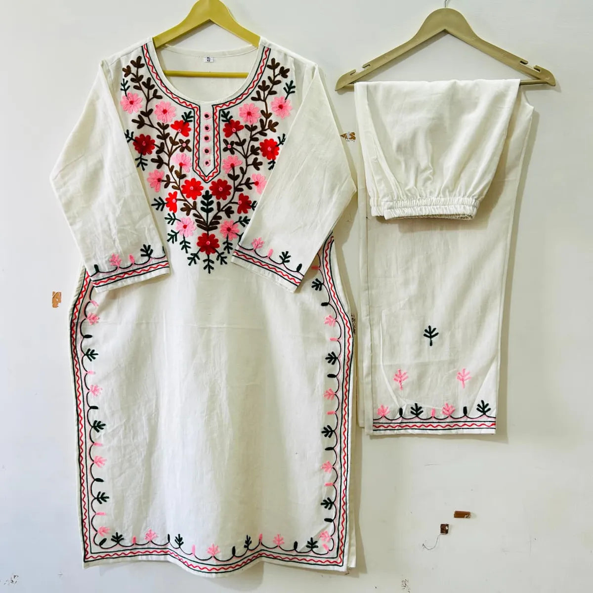 Cotton Embroidered Kurta & Pant Set