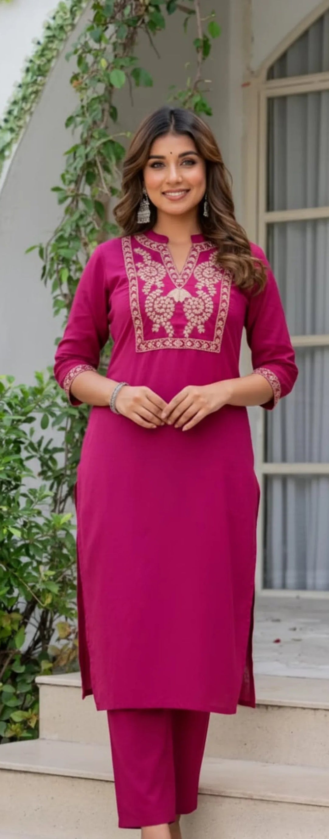 Cotton Embroidered Kurta & Pant Set