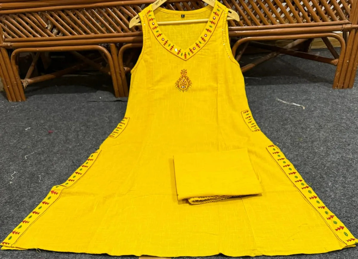 Cotton Embroidered Kurta & Pant Set.