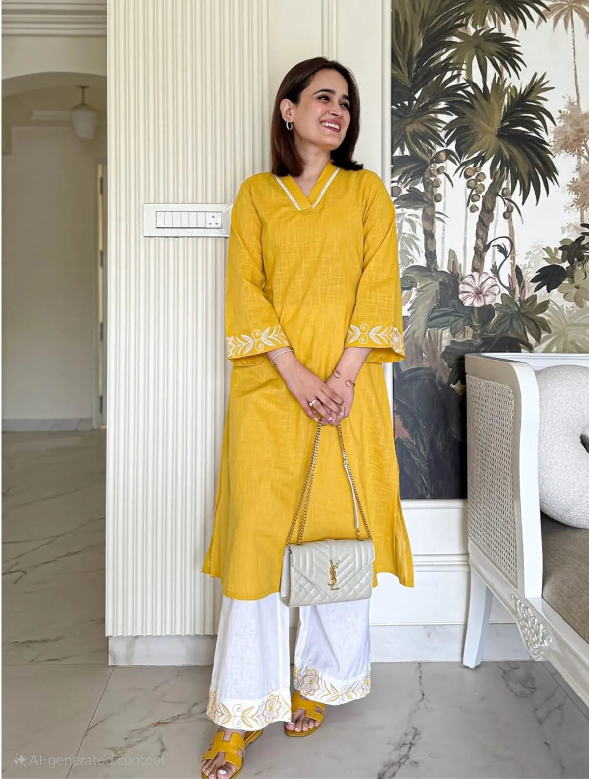 Cotton  Embroidered kurta & pant set.