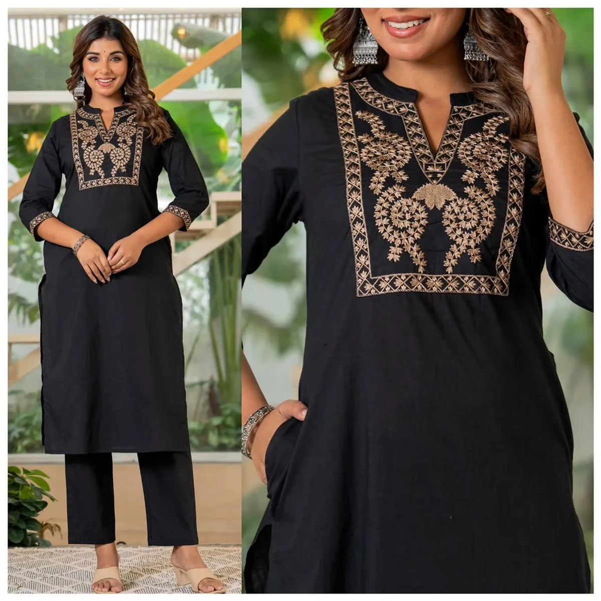 Cotton Embroidered Kurta & Pant Set