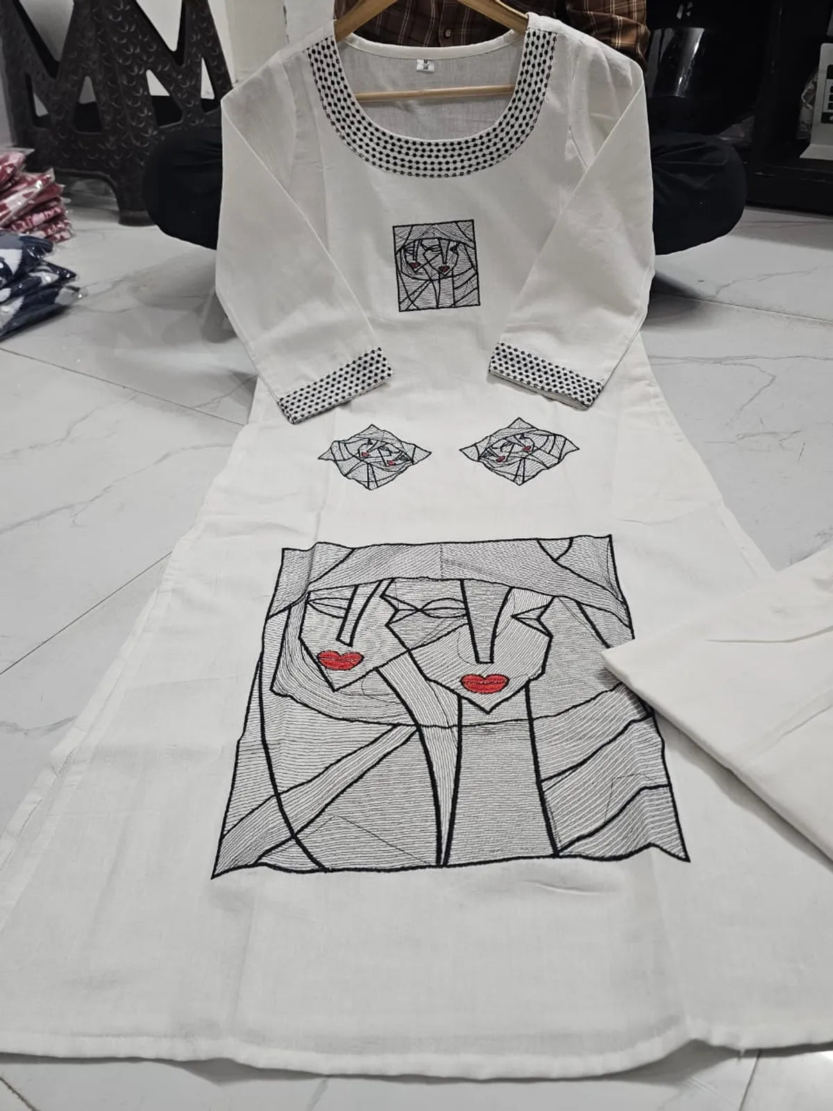 Cotton Embroidered Kurta & Pant Set