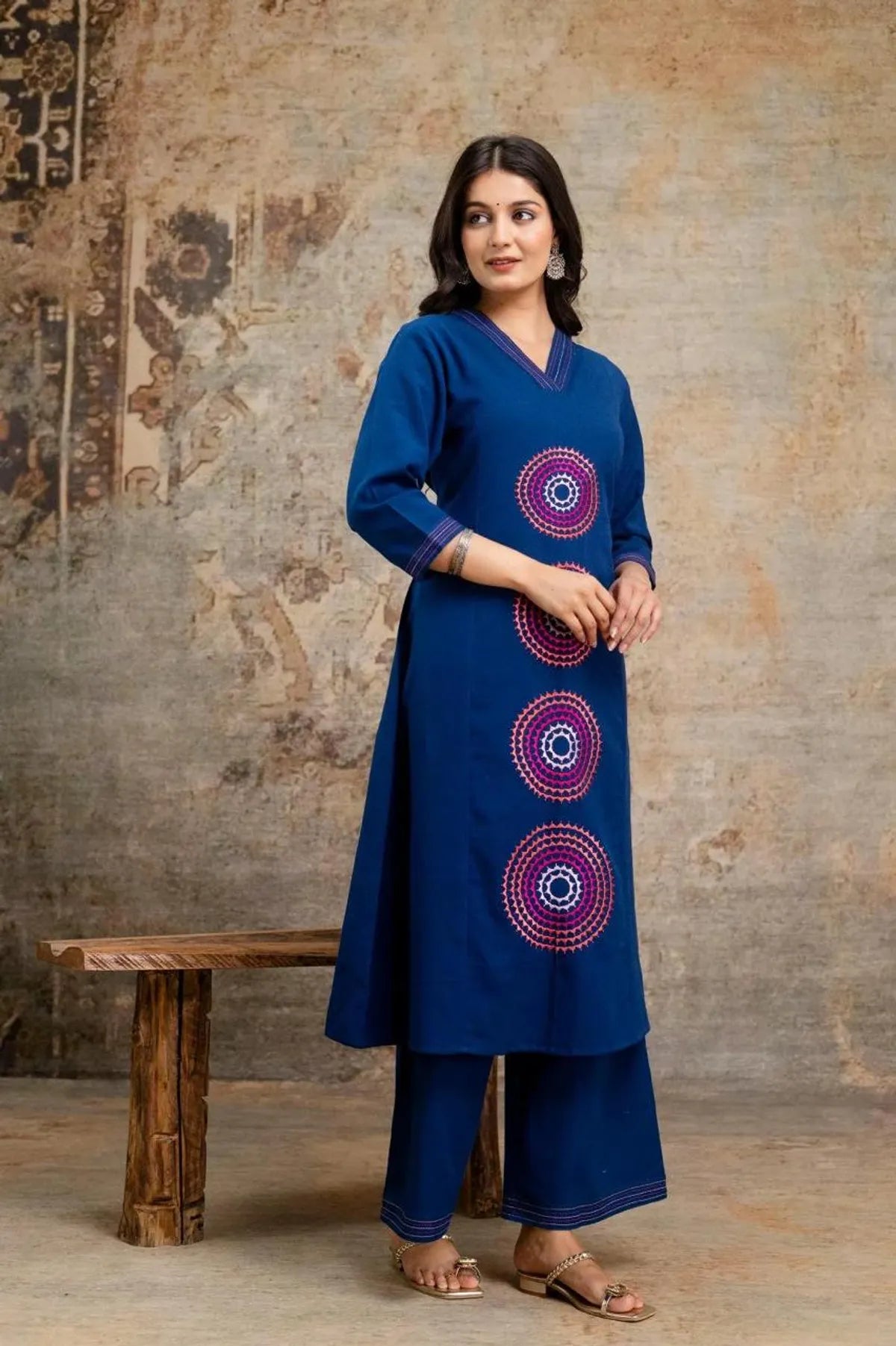 Cotton Embroidered Kurta & Pant Set