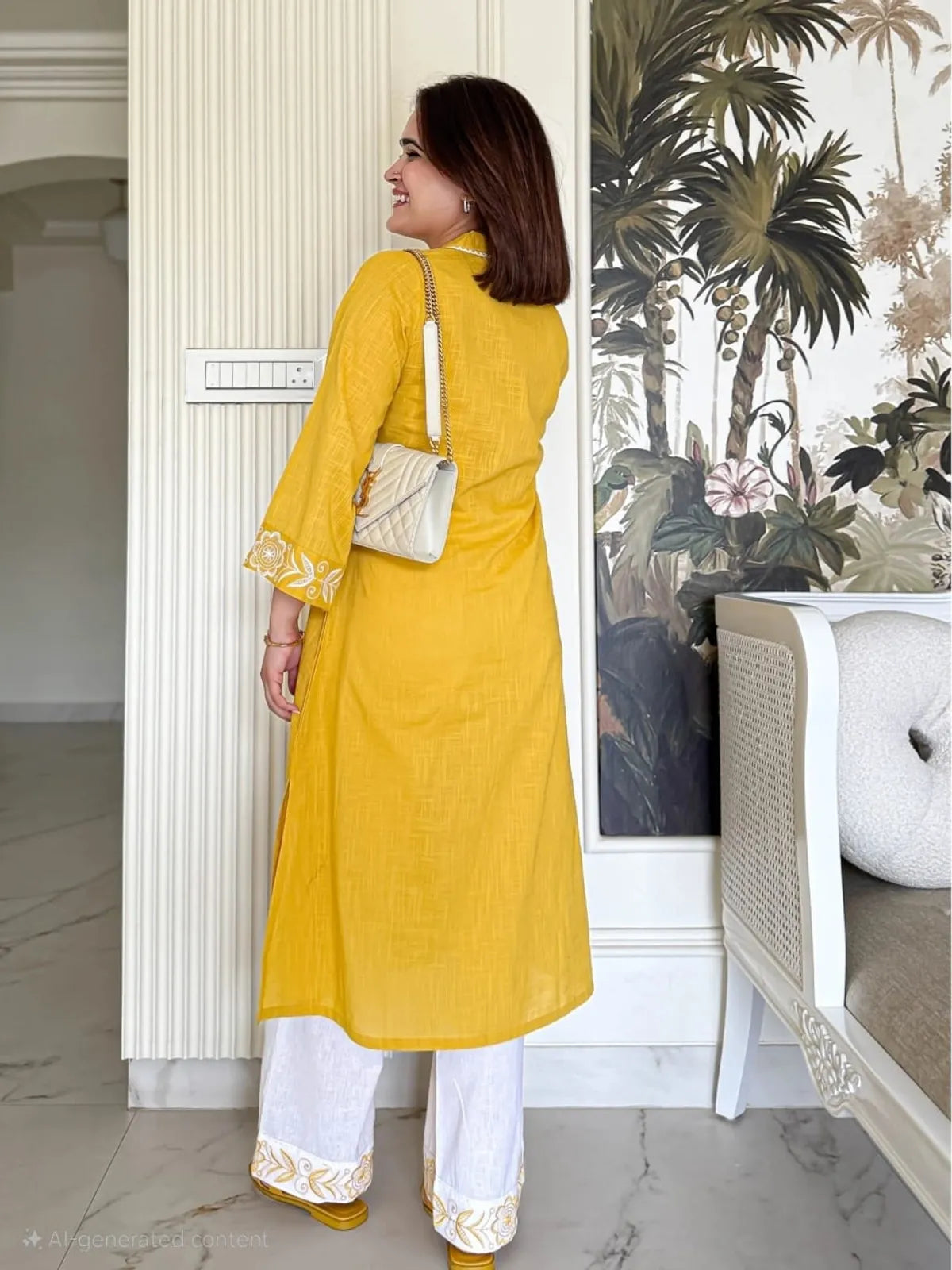 Cotton  Embroidered kurta & pant set.