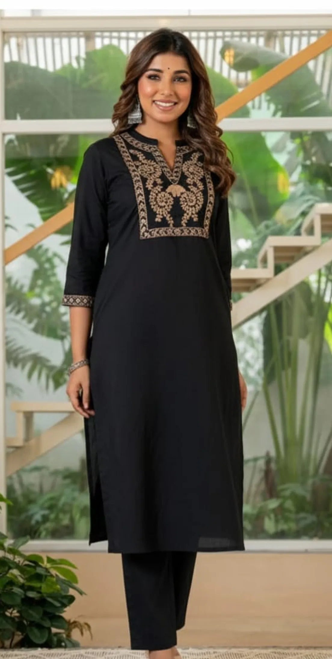 Cotton Embroidered Kurta & Pant Set