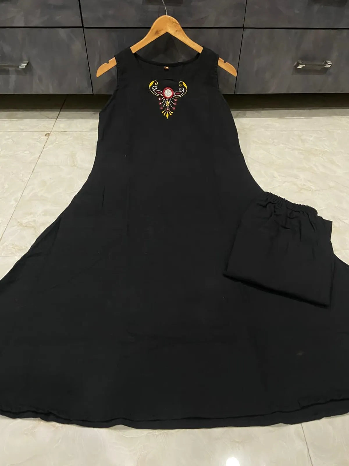 Cotton Embroidered Sleeveless Kurta & Pant Set
