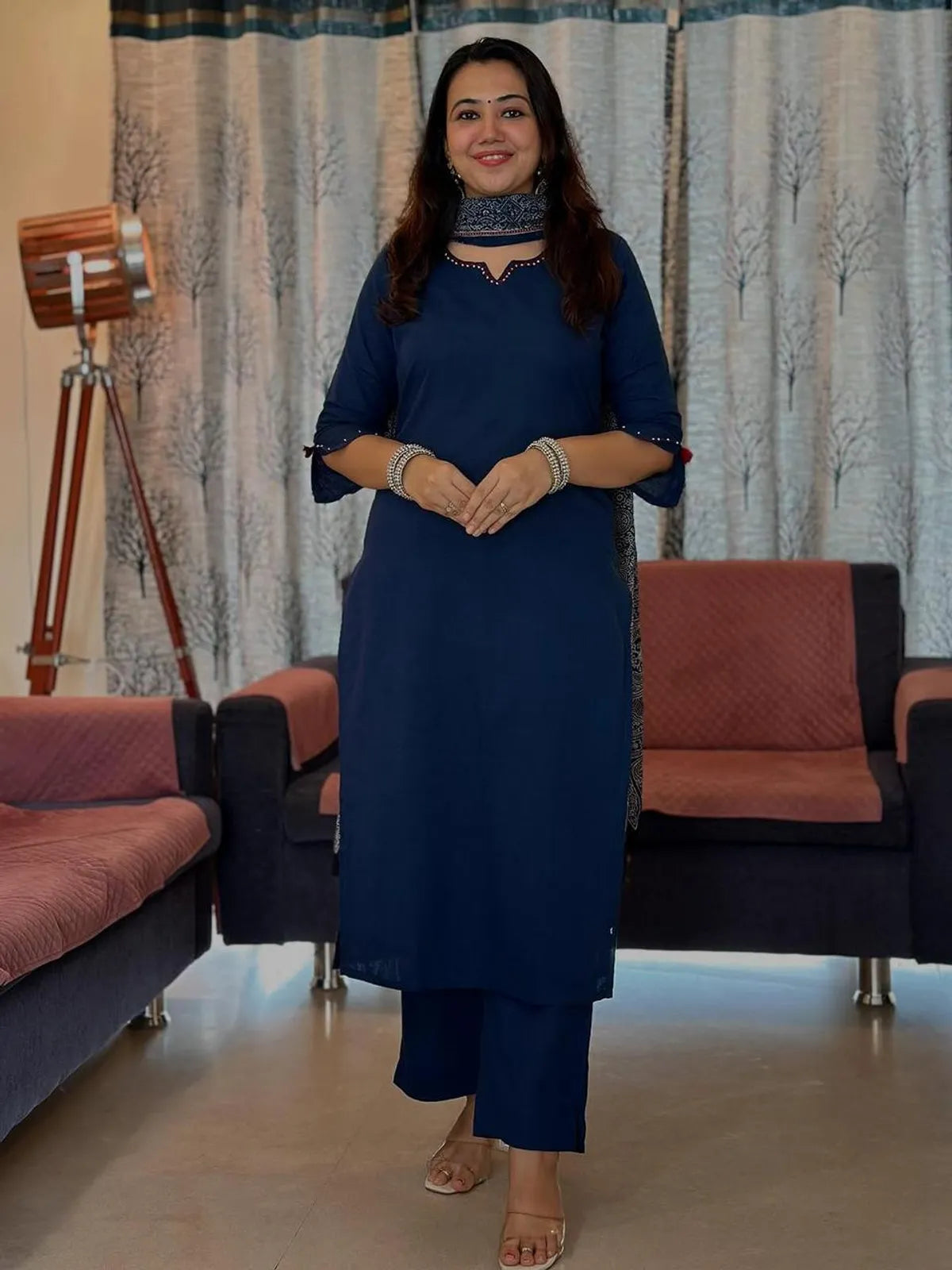 Cotton Kurta With Pant & Dupatta Set