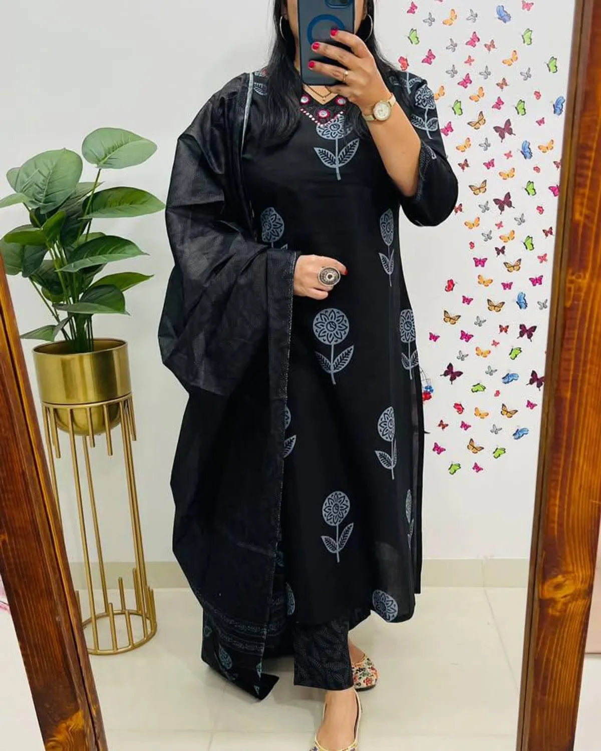 Cotton Kurta With Pant & Dupatta Set