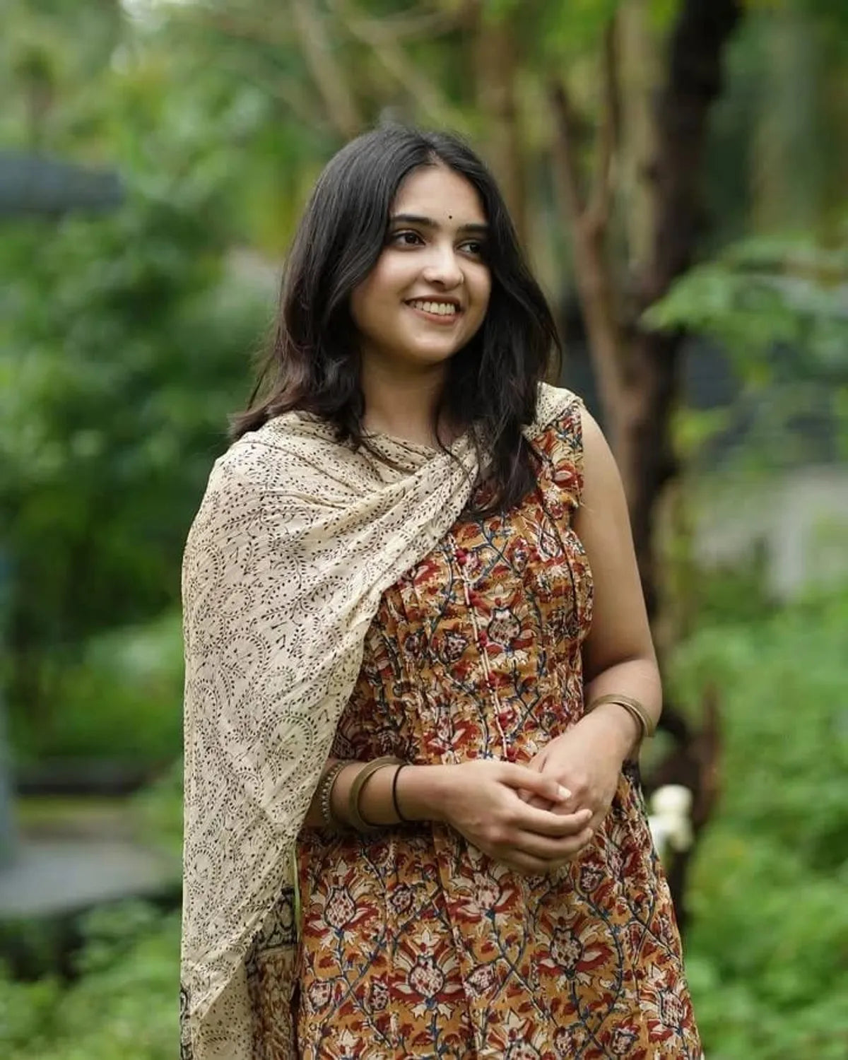 Cotton Printed Cut Sleeve Kurta With Pant & Dupatta Set