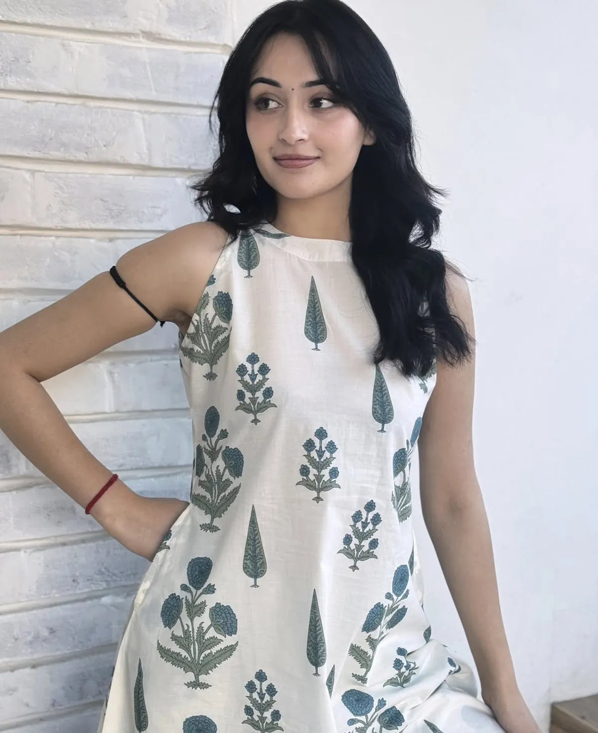 Cotton Printed Cut Sleeve Kurta & Pant Set