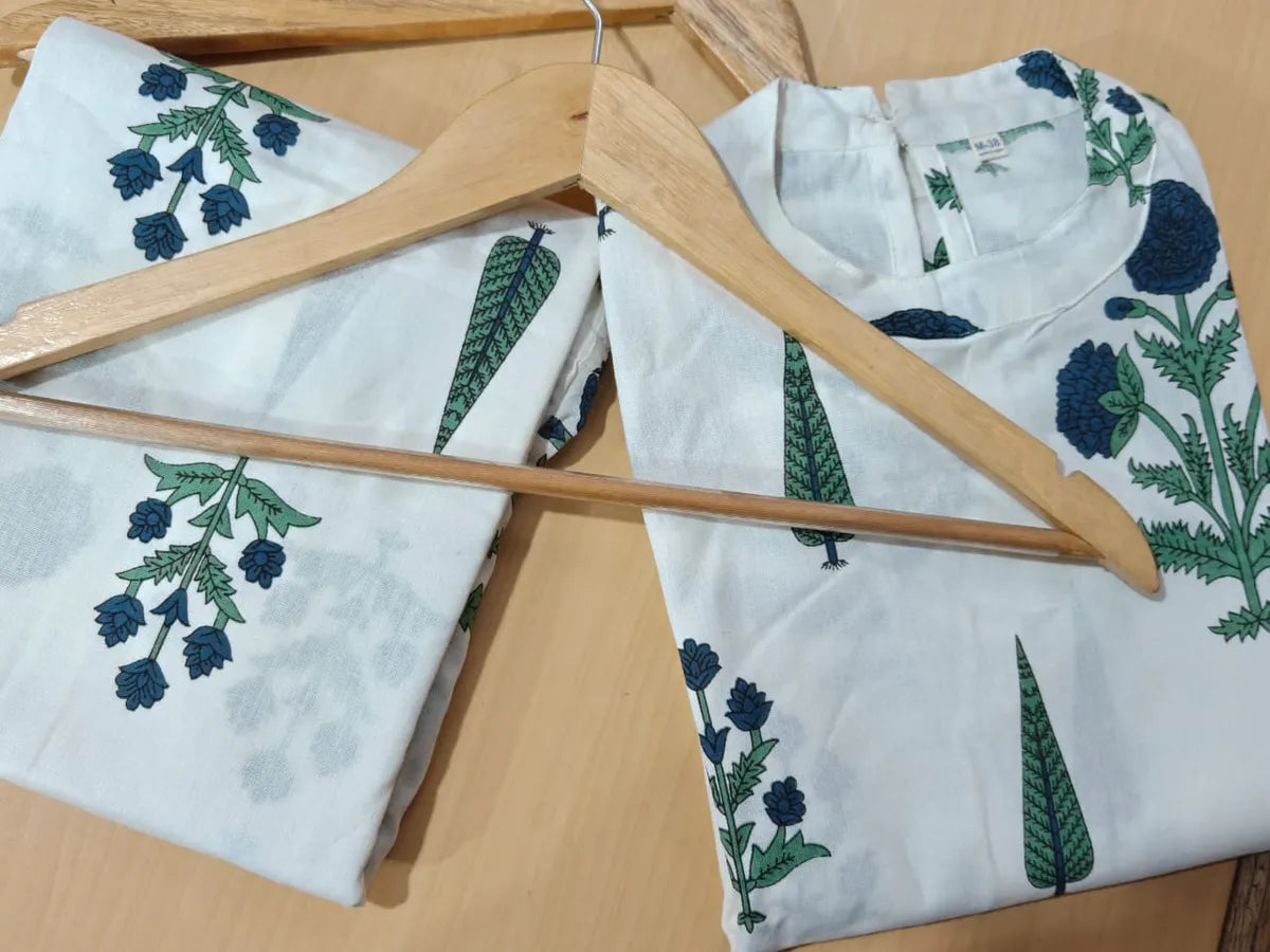 Cotton Printed Cut Sleeve Kurta & Pant Set