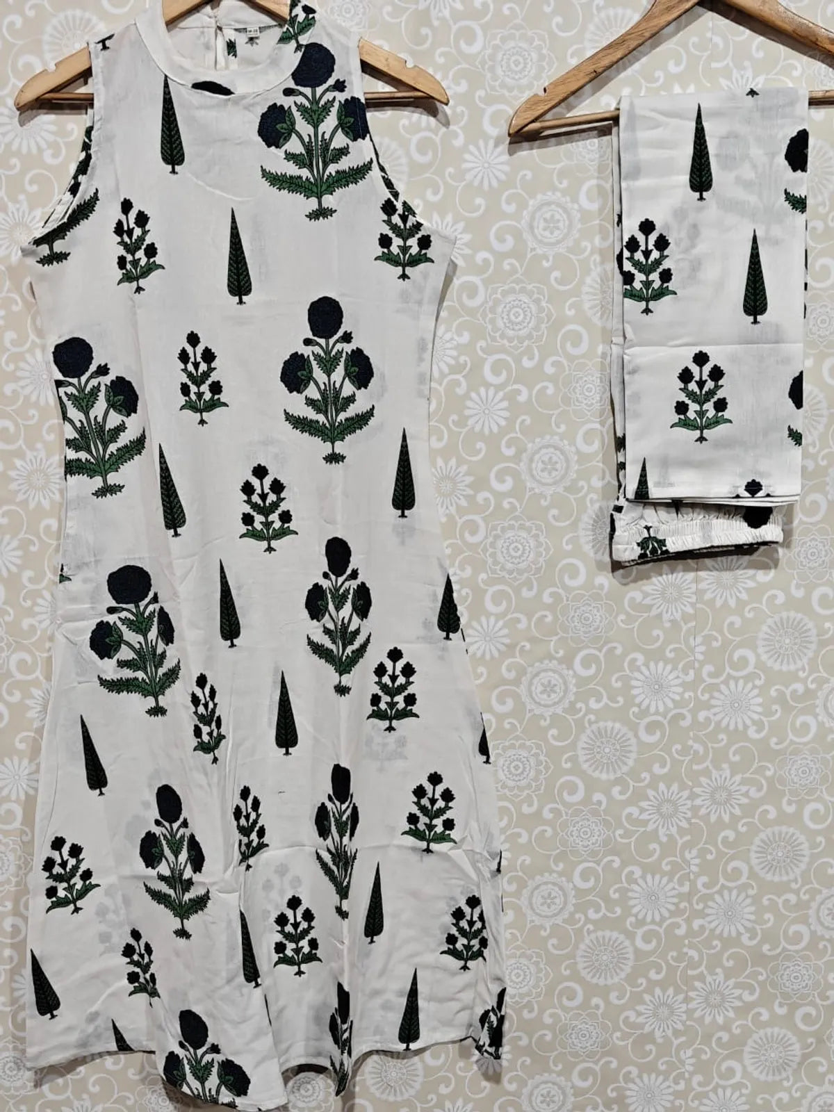 Cotton Printed Cut Sleeve Kurta & Pant Set