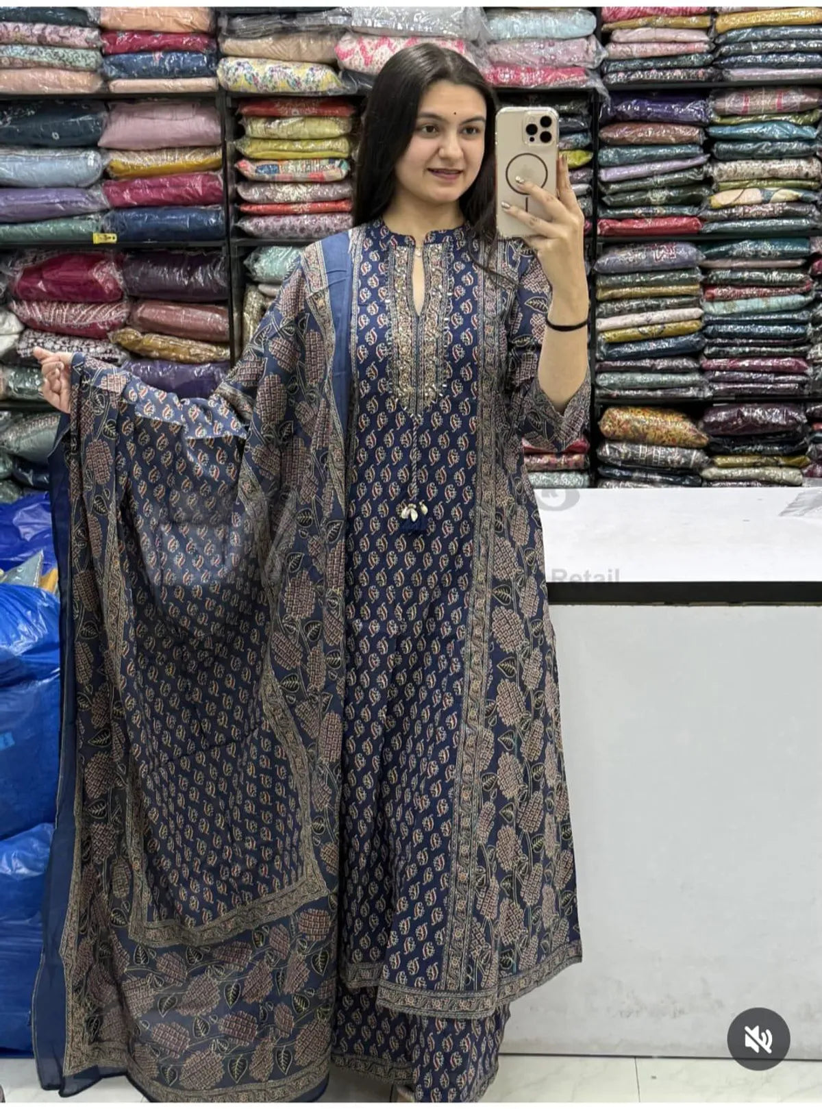Cotton Printed Kurta With Pant & Dupatta Set