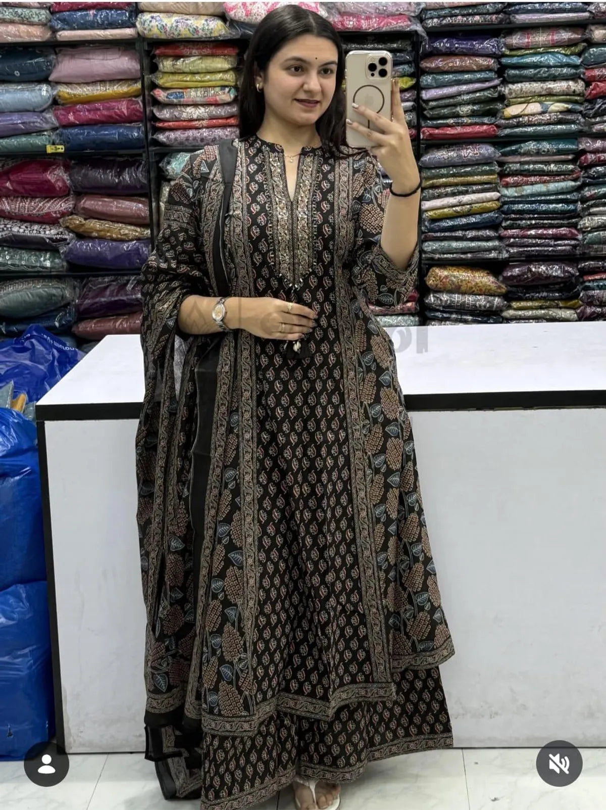 Cotton Printed Kurta With Pant & Dupatta Set