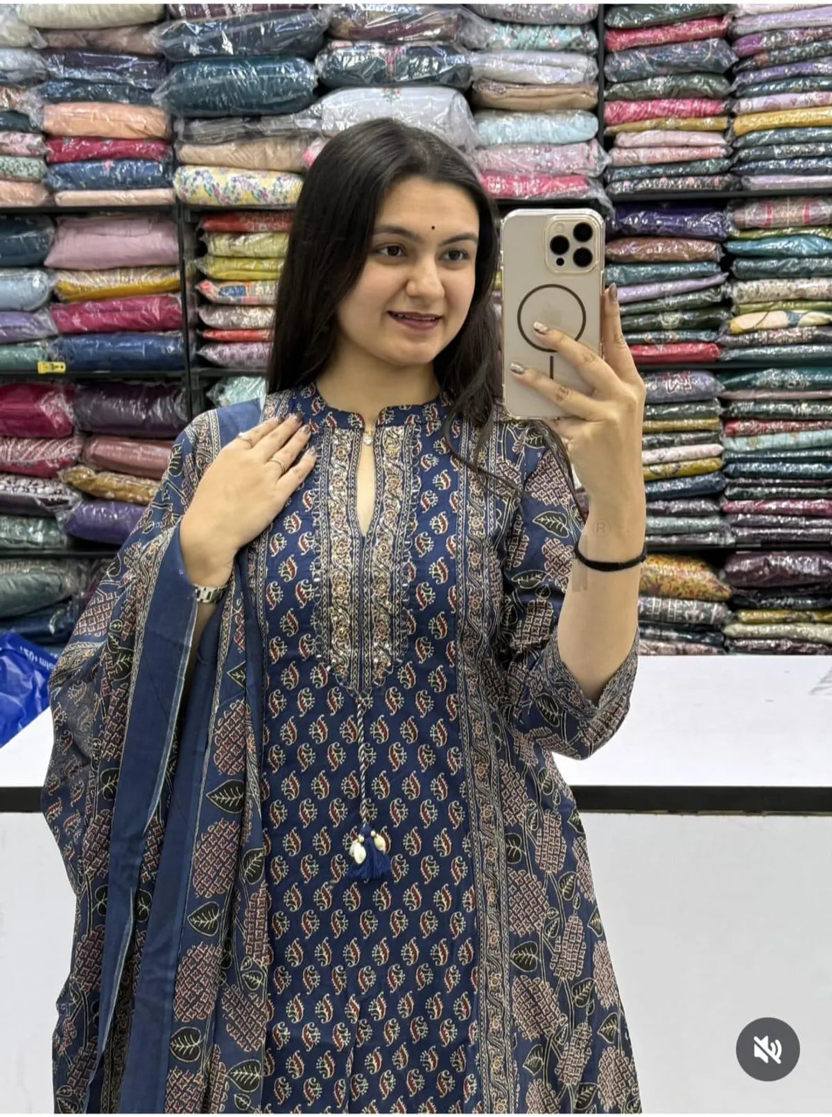 Cotton Printed Kurta With Pant & Dupatta Set