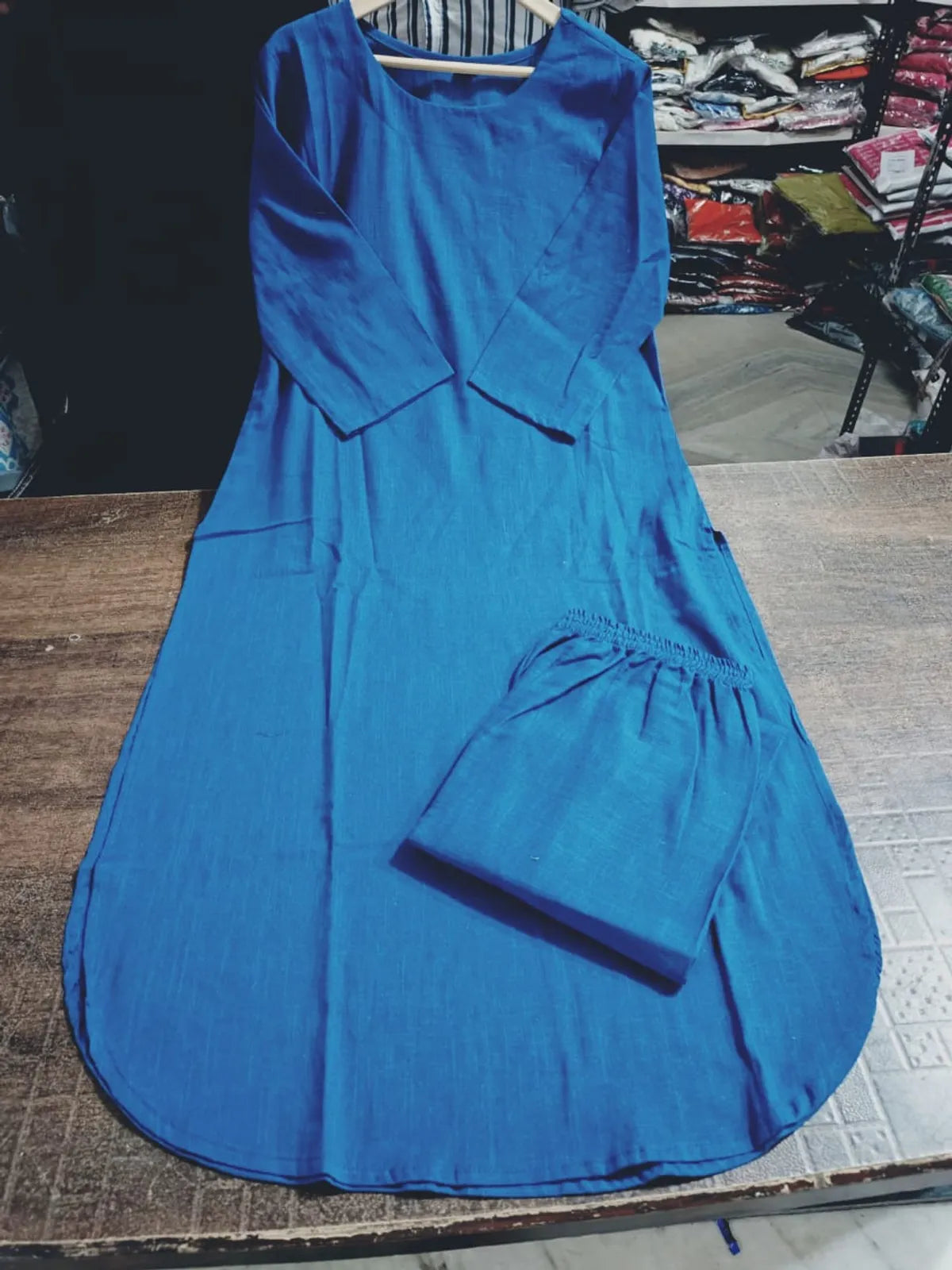 Blue Handloom South Cotton Kurta & Pant Set