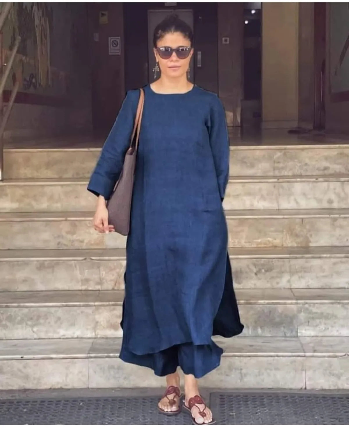 Blue Handloom South Cotton Kurta & Pant Set