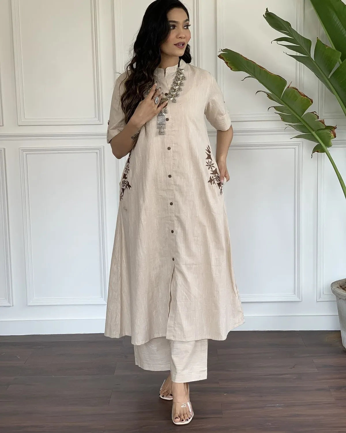 South Cotton Embroidered Kurta & Pant Set