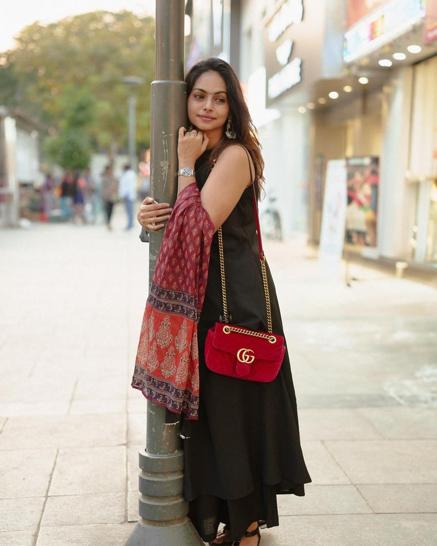 Black Sleeveless Anarkali Kurta Set with Printed Dupatta for Women