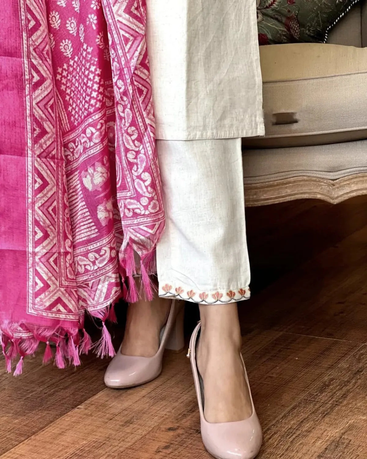 Multicolor Pure Cotton 3/4 Sleeve Kurta and Palazzo Set